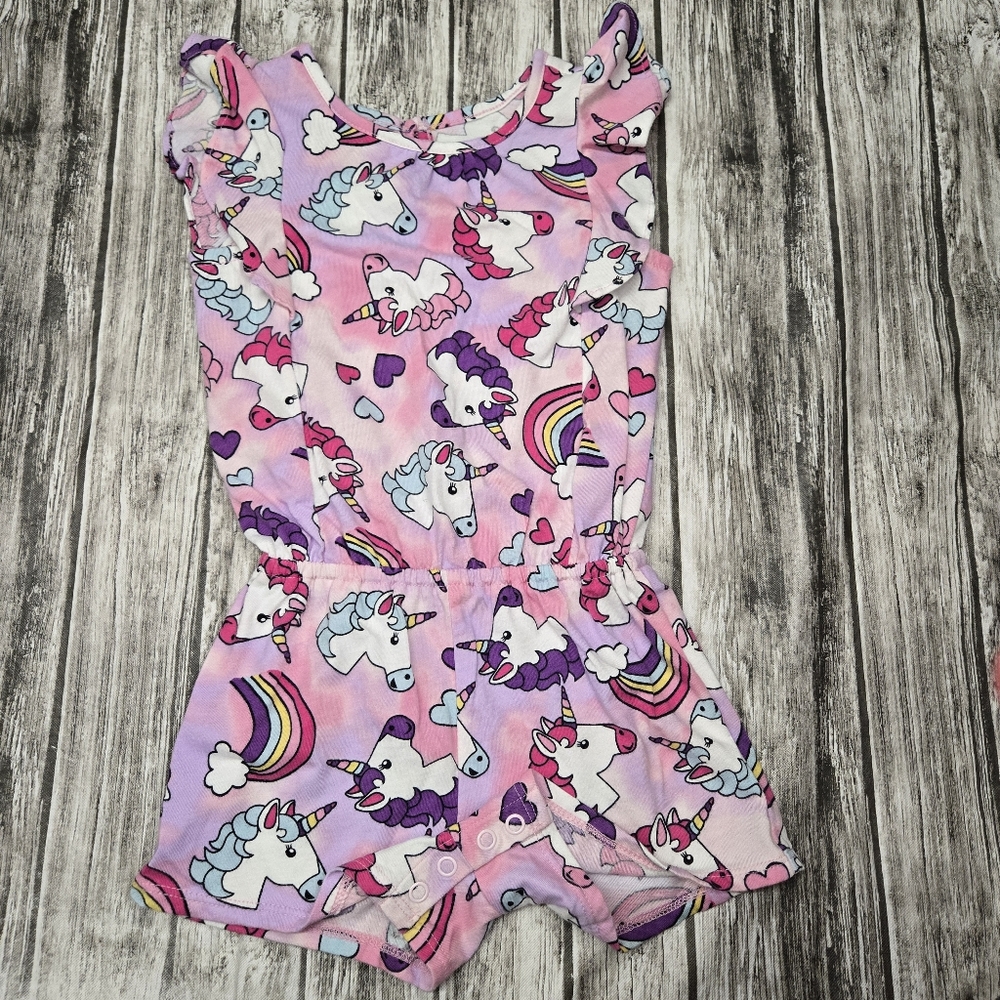Childrens place pink and purple unicorn romper